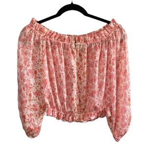Gianni Bini Ditsy Floral Sweet Sorbet Puff Sleeve Crop Top Off-Shoulder NWT XS